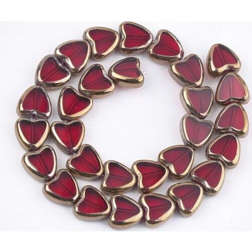 About 30pcs/strand Electroplate Glass Beads Strands Heart Shape Bead for Valentine Gifts Jewelry Bracelet Necklace DIY 10x10x4mm