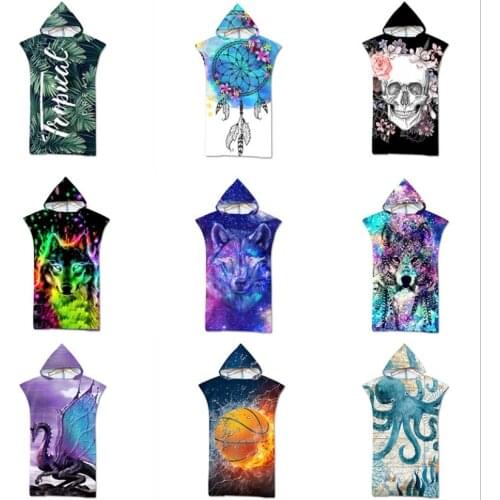 New women Sunscreen Beach cover up sexy women printed Quick-drying Hooded bikini swimsuit cover ups Bathrobe Swimming Towel