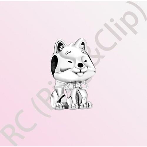 2020 Autumn New S925 Sterling Silver Beads Japanese Akita Inu Dog Charms fit Original Pandora Bracelets Women DIY Jewelry Gift