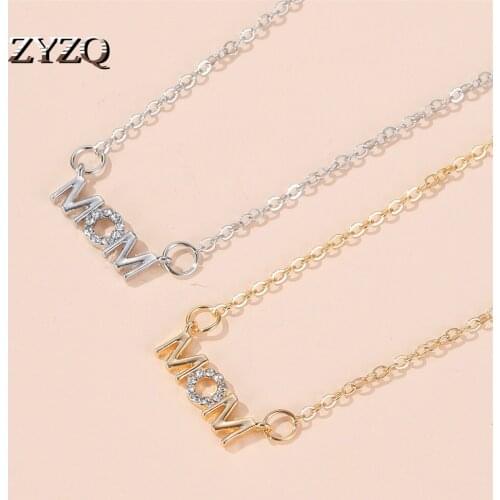 ZYZQ MOM English Alphabet Necklace Fashion Wild Necklace Mother Pendant Necklace Creative Mothers Day Gift