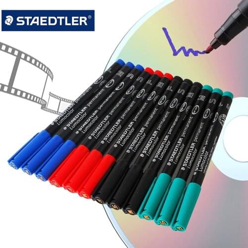 Staedtler Lumocolor 313/317/318 Permanent Marker S/M/F Felt Tip Waterproof Black Blue Green Red Ink for CD Graffiti Metal Glass