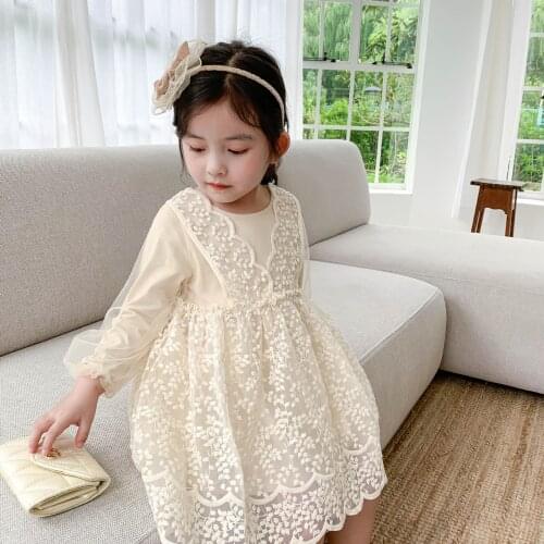 1 2 3 4 5 6 Years Toddler Girls Dress Fashion Korean Mesh Gauze Princess Dress for Girl Kids Clothing Autumn Children Dress 2020