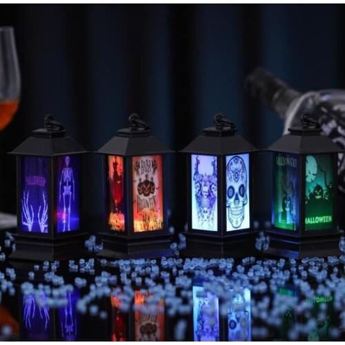 Portable Halloween Lantern Pumpkin Night Light LED Battery Powered With Ghost Sound Oil Lamp For Camping Tent Party Decor SN3833