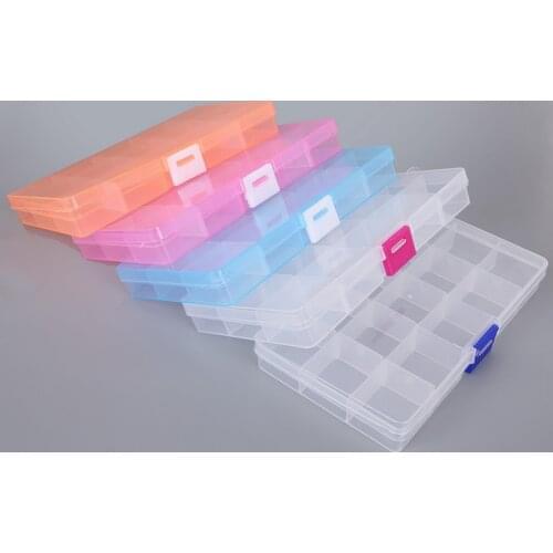 15 Grids Adjustable Transparent Plastic Storage Box Case for Small Component Jewelry Tool Box Bead Pills Organizer Display