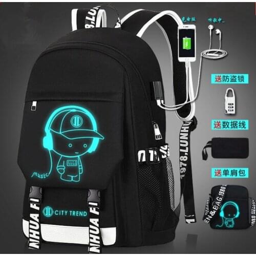 17 inch Backpack For Boys Girls Luminous Animation USB Charge School Bags 3D Cartoon Teenager Schoolbag Bagpack Rucksack