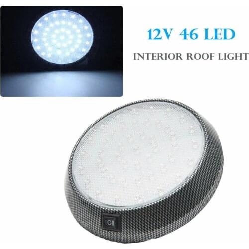 12V 46 LED Dome Roof Ceiling Interior Light Car Vehicle Caravan Boat White Lamp