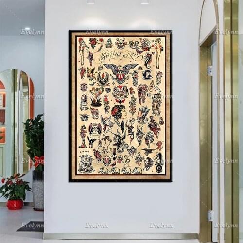 Tattoo Poster,Tattoo Wall Art,Tattoo Print,Tattoo Shop, Tattoo Studio Decor, Tattoo Art Canvas, Wall Art Modern Home Decor Gift