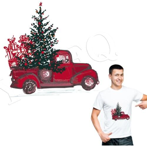 Christmas Trees Cloth Patches Cartoon Cars Clothes Stickers Diy Accessory Fashion Heat Transfer Iron On Iron On Patches Washable