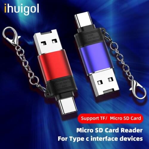 Ihuigol TF/Micro SD Memory Card Reader USB to Type c Moilbe Phone Adapter Card Reader For Huawei P40 P30 Samsung S10 Xiaomi mi 9