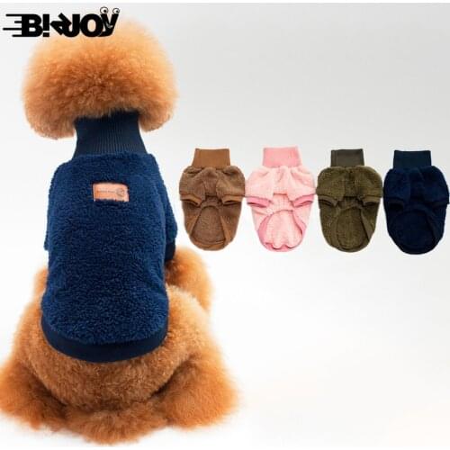 Cozy Classic Dog Sweater Pet Dog Clothes for Teddy Small Dogs Autumn and Winter Warm Coat Fleece Solid Colors Christmas Clothing