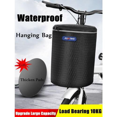 Bicycle Front Basket Hanging Bag Handbag Waterproof Wear Resisting Riding Cycling Carrying Bags Bike Basket With Lid 10kg Load