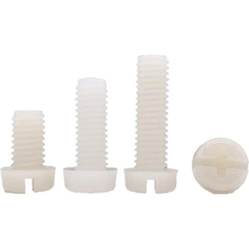 10pcs M6 nylon eleven characters round head screws cross PA66 pan plastic screw conductive bolt white color 10mm-20mm length