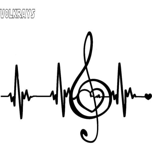 Volkrays Personality Car Sticker Creative Music Pulse Heartbeat Lines Silhouette Accessories Vinyl Decal,12cm*17cm