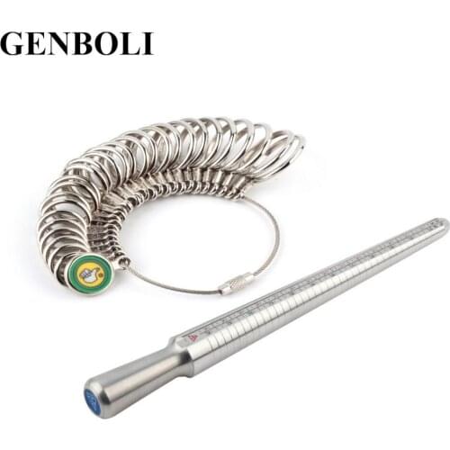 New Jewellery Tools Silver Ring Sizer Finger Sizing Measuring Stick Metal Ring Mandrel US Size Standard Quality Ring Tool Set