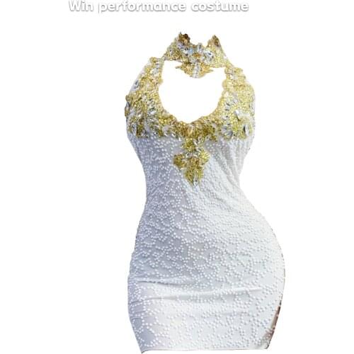 Sparkly Crystals Rhinestones Diamonds white Dresses Luxury Festival Nightclub Evening Party Prom Birthday Dresses Women