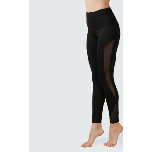 WOMENS MESH WORKOUT HIGH WAIST YOGA PANTS WITH SIDE POCKETS