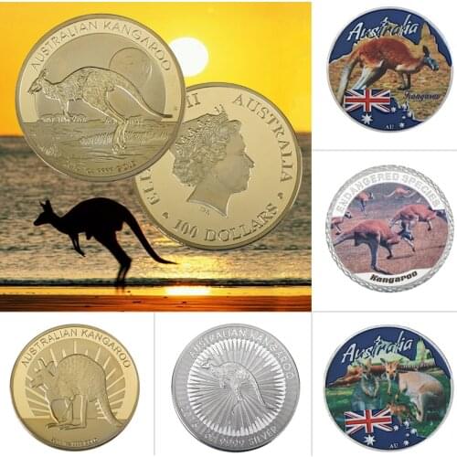 Australian Kangaroo Silver Plated Coin The Elizabeth II Design Round Metal Coins with Plastic Case Business Gifts