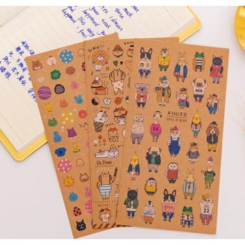 1pcs Animal Sticker Novelty Stationery Cat Stickers Student Cute Stationary Sticker Kawaii Stickers Children School Supplies