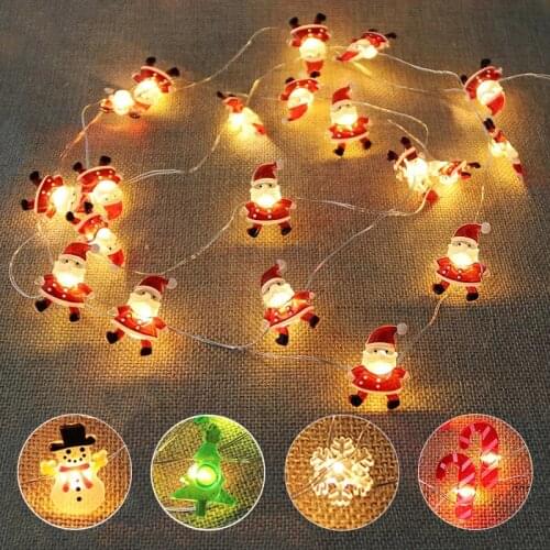 2M Santa Claus Snowflake Xmas Tree LED String Lights Garland Christmas Decoration for Home New Year Gift 2021 Christmas Ornament