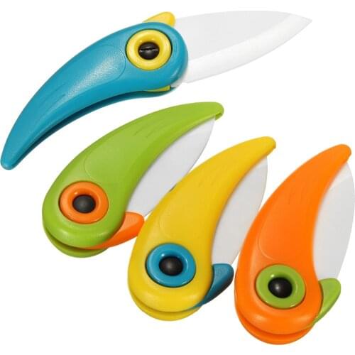 New Mini Bird Ceramic Knifes Gift Knife Pocket Ceramic Folding Knives Kitchen Fruit Paring Knife With Colourful ABS Handle
