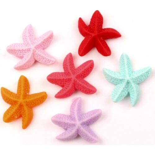 30Pcs Resin Starfish Decoration Crafts Cute Kawaii Beads Flatback Cabochon Embellishments For Scrapbooking DIY Accessories