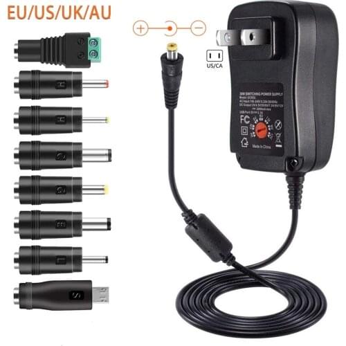 30W Adjustable DC 3-12V Adaptor Universal LED Strip Transformers AC To DC Power Supply Plug Converter Adapter Charger For Led