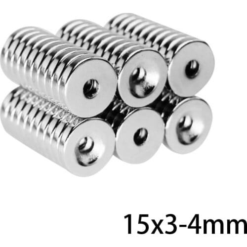 5~100PCS 15X3-4 mm Diameter Magnet 15X3 mm Hole 4mm Small Round Countersunk Magnets 15x3-4mm Neodymium Disc Magnetic 15*3-4 mm