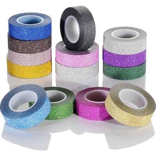5Pcs/lot Glitter Washi Tape Stationery Scrapbooking Decorative Adhesive Tapes DIY Color Masking Tape School Supplies