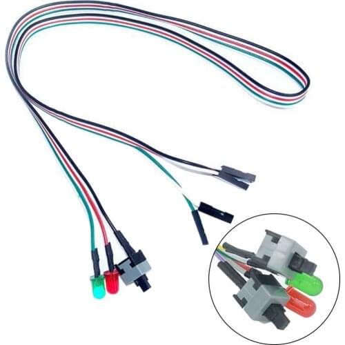 50cm On/Off/Reset 2 Switch LED Light ATX PC Computer Motherboard Power Cable