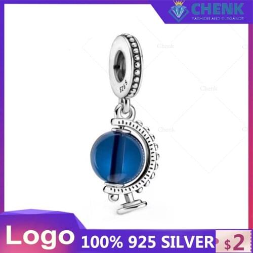 799430C01 Blue Globe Dangle Charm 925 Sterling Silver High Quality Jewelry Accessories China Factory Wholesale Original