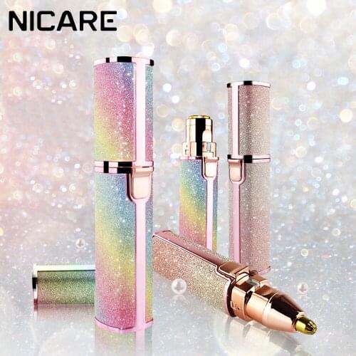 NICARE Rechargeable Electric Eyebrow Trimmer Mini Epilator Female Body Facial Lipstick Shape Hair Removal Painless Razor Shaver
