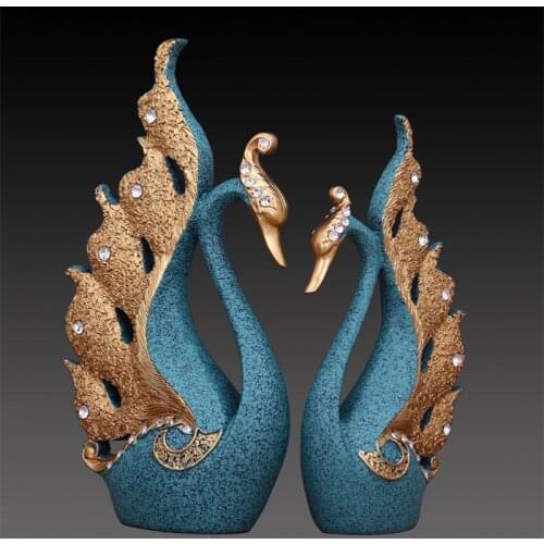 Home Decoration Accessories A Couple of Swan Statue Home Decor Sculpture Modern Art Ornaments Wedding Gifts home decor