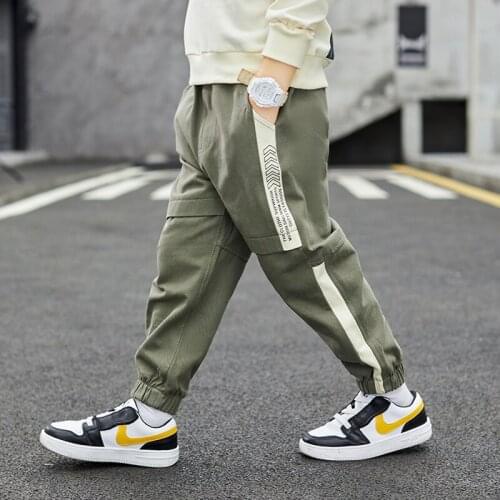 Hip Hop Kids Boys Sports Pants Ribbon Cargo Harem Pants Autumn Cotton Trousers Childrens Clothing 3 to 13 Years Boys Sweatpants