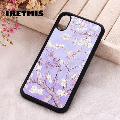 Iretmis 5 5S SE Phone Cover Case for iPhone 6 6S 7 8 Plus X Xs XR 11 12 Mini Pro Max Silicone Vincent Van Gogh blossoms lavender