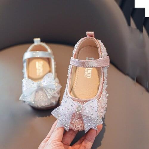 Kids Toddler Baby Rhinestone Butterfly Princess Dress Shoes For Little Girls Blue Wedding And Party Leather Shoes New 1 2 3 6 Y