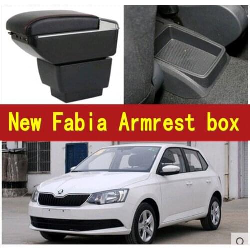 For Skoda New Fabia armrest box central Store content box with cup holder ashtray USB Fabia armrests box