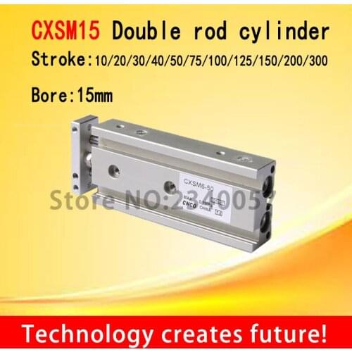 Double rod cylinder CXSM sliding bearing bore 15mm CXSM15-10/20/30/40/50/75/100/125/150/200/300