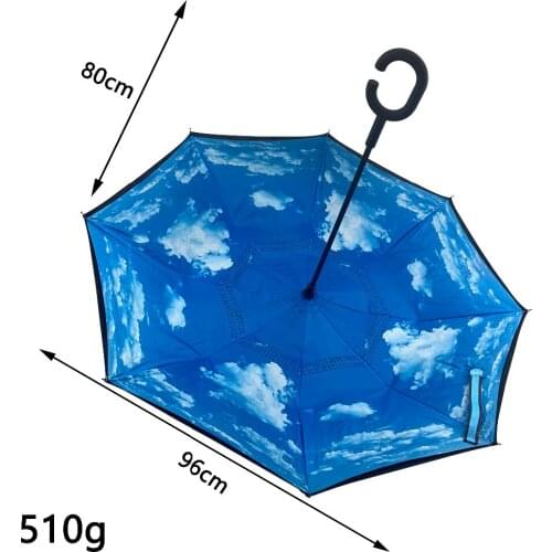Double Layer Inverted Umbrellas Reverse Folding Umbrella Windproof UV Protection Big Straight Umbrella for Car Rain Outdoor