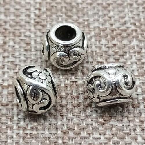 925 Sterling Silver Flower Vine Beads Large Hole 3.5mm for Bracelet Jewelry Making