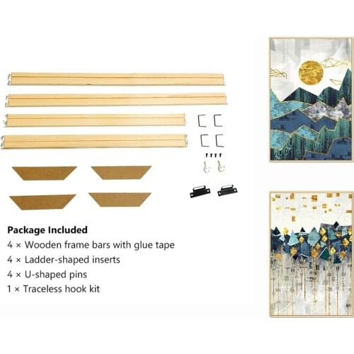 DIY Canvas Paintings Frame Natural Wood Photo Frame Diamond Painting Cross Stitch Frame Wall Art Large Posters Hanger Gift