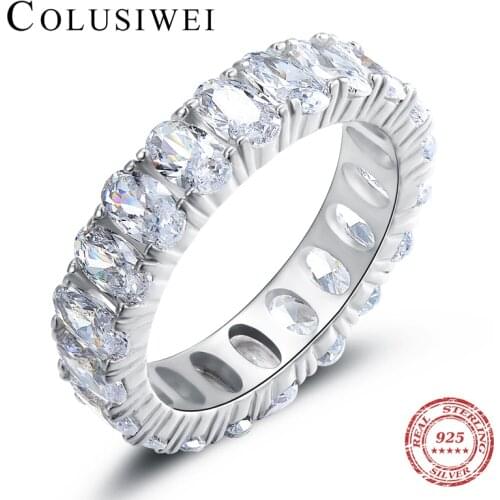 Colusiwei HOT SALE 925 Sterling Silver Shining AAA Zircon Luxury Finger Rings for Women Engagement Wedding Statement Jewelry
