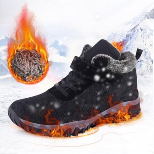 New Unisex Winter Cotton Shoes Thicken Plush Warm Outdoor Hiking Climbing Sneakers Casual Couple Sport Footwear Work Man Boots