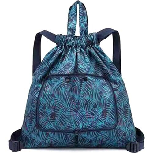 Hot Selling Multifunctional Foldable Portable Shopping Bag Womens Printed Drawstring Backpack for Camping Outdoor Activity