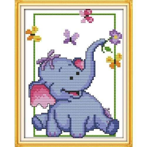 A cute baby elephan cross stitch kit 14ct 11ct count print canvas stitches embroidery DIY handmade needlework plus