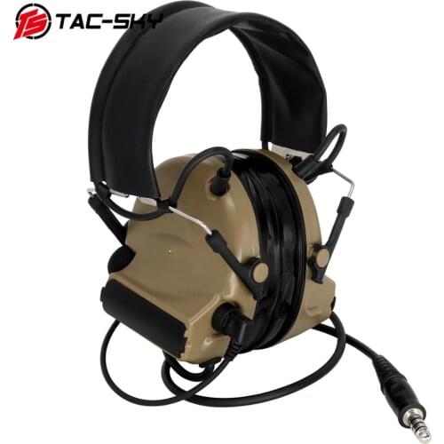 TAC-SKY COMTAC II silicone earmuffs hearing defense noise reduction pickup military tactical headset DE