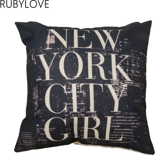 NEW YORK CITY GILR Printed High Qulity Cotton Linen Decorative Cushion Cover Pillow Case Car Seat 45*45cm Pillowcase