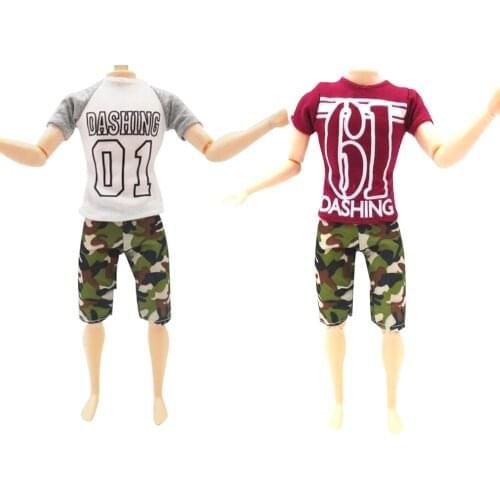 NK 2 Pcs/Set Prince Ken Doll Clothes Fashion Suit Cool Outfit For Barbie Boy KEN Doll Best Childrens Birthday Presents Gift