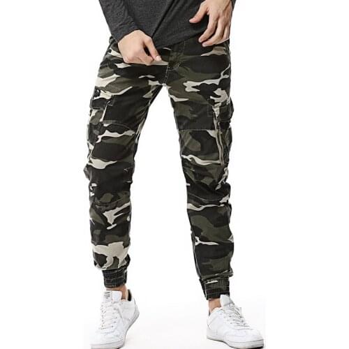2019 New Fashion Camouflage Tactical Cargo Pants Men Casual Slim Camo Mens Joggers Pants Military Ankle-tied Trousers Men