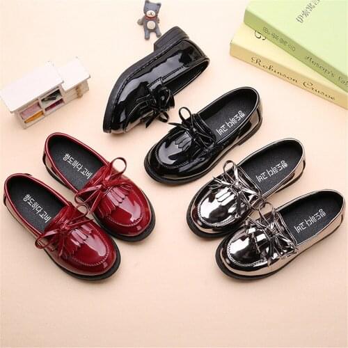 Baby Girls Shoes Cute Bow Patent Leather Princess Shoes Solid Color Kids Gilrs Dancing Shoes First Walkers