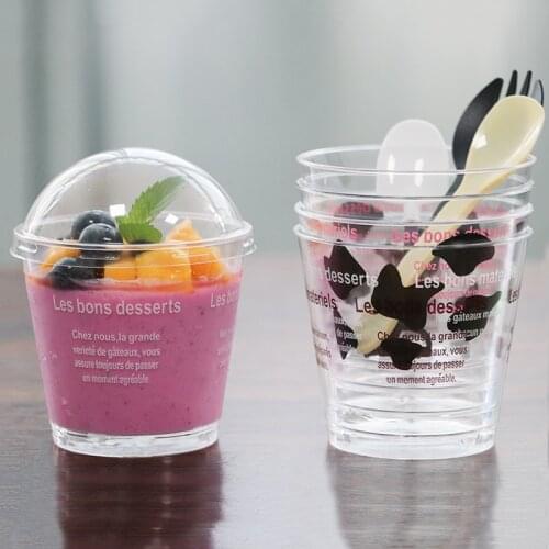 50pcs/set Disposable Sawdust Cup Cake Cup Round Mousse Cup with Lid Pudding Dessert Drink Milk Tea Tiramisu Cup Dessert Shop